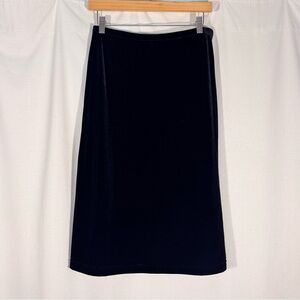 Vintage Olive 90s Black Velvet Midi Skirt